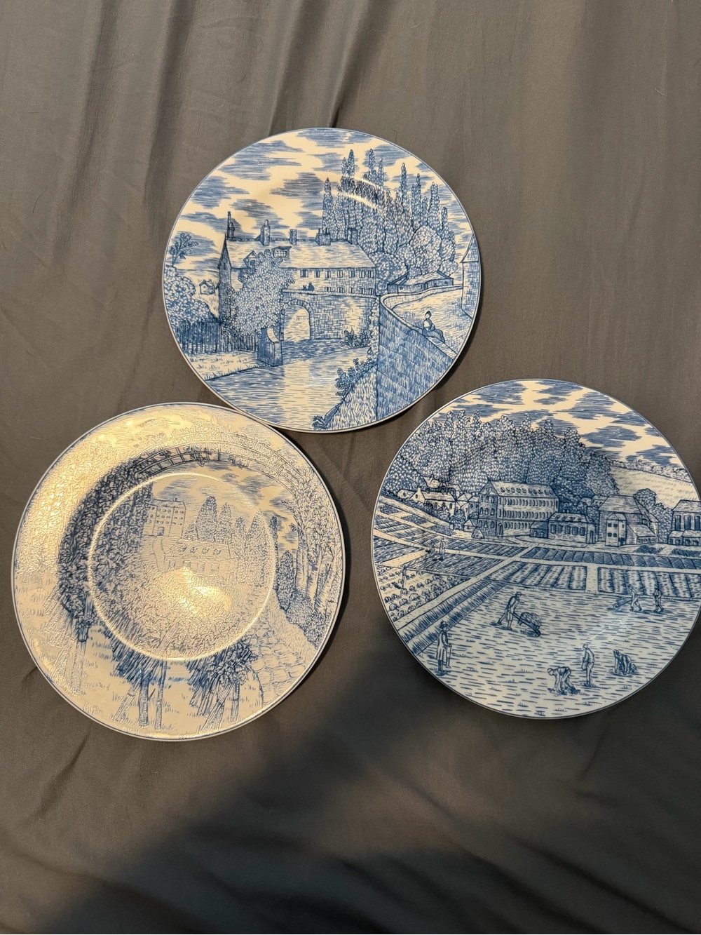 American Atelier Cream Ceramic Dinner Plates - Set of 3